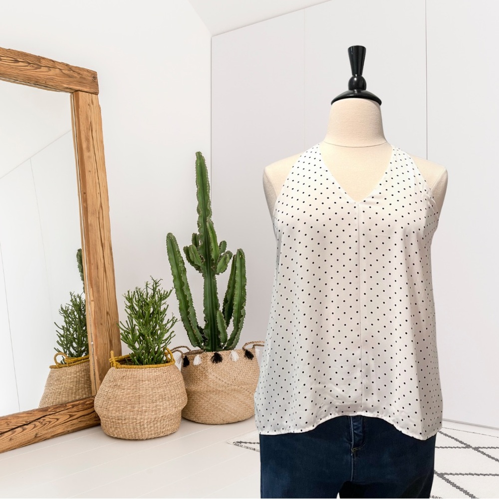 LOFT Outlet Sleeveless Polka Dot V-Neck Top